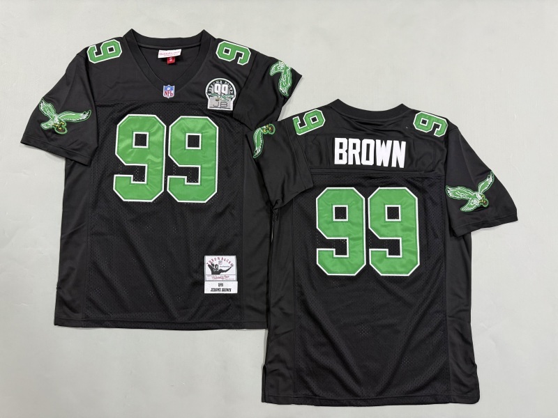 Men 2025 Philadelphia Eagles #99 Brown black Throwback Limited NFL Jersey style 001